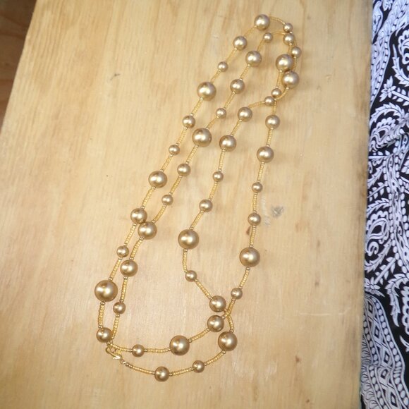 Vintage Jewelry - Vtg. Faux Gold Beaded Necklace